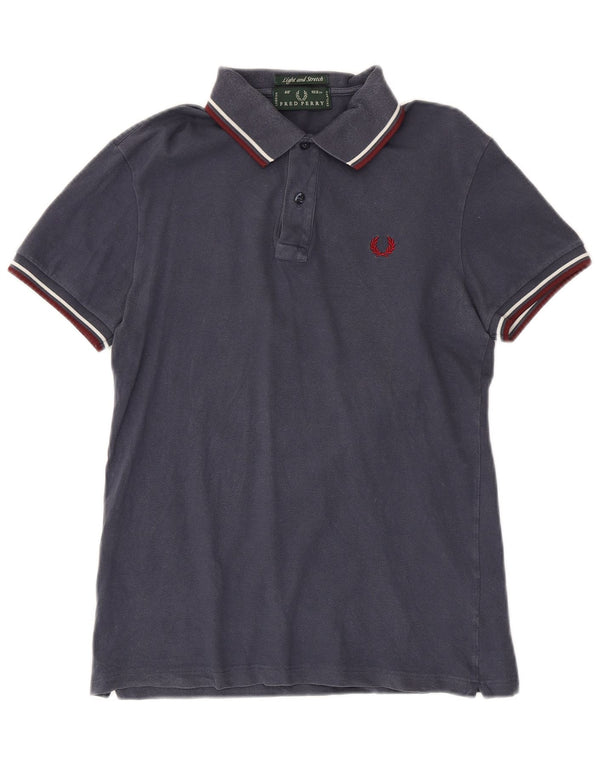Polo Fred Perry da uomo leggera ed elasticizzata, piccola, in cotone a righe blu navy
