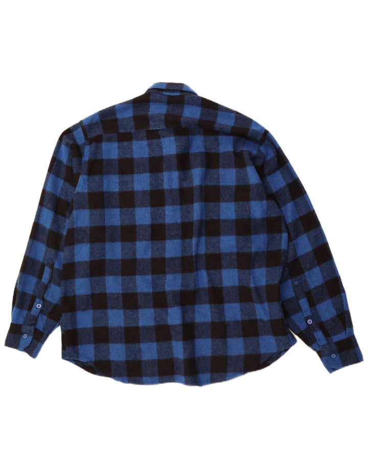 BENETTON Camicia da uomo in flanella da boscaiolo grande a quadretti blu