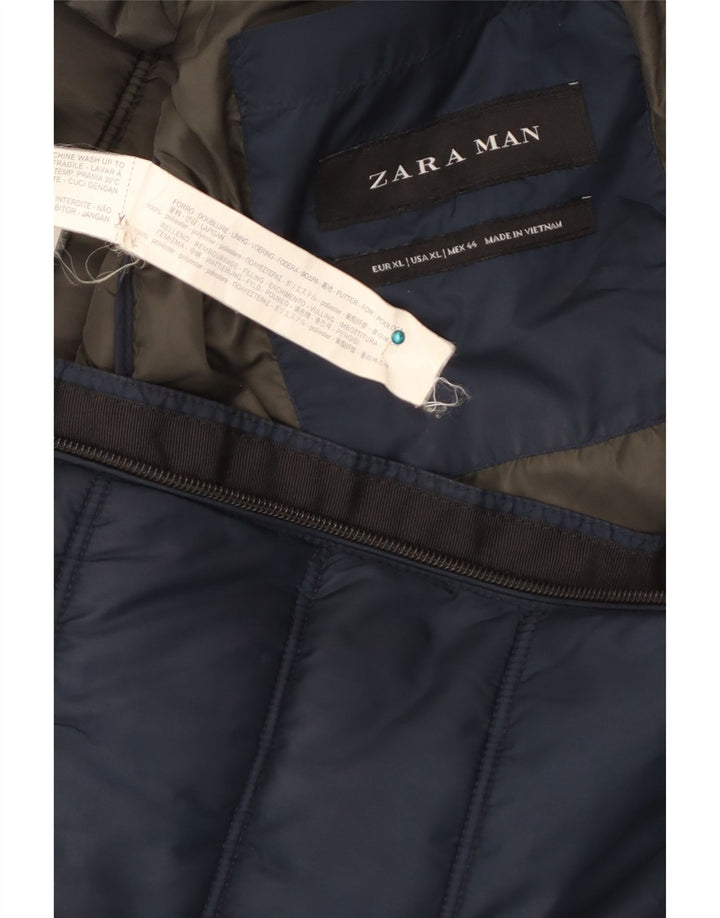 Gilet imbottito da uomo ZARA UK 42 XL poliestere blu navy