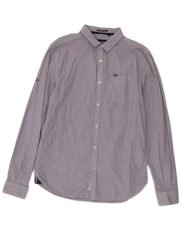 Camicia da uomo Superdry XL in cotone gessato blu