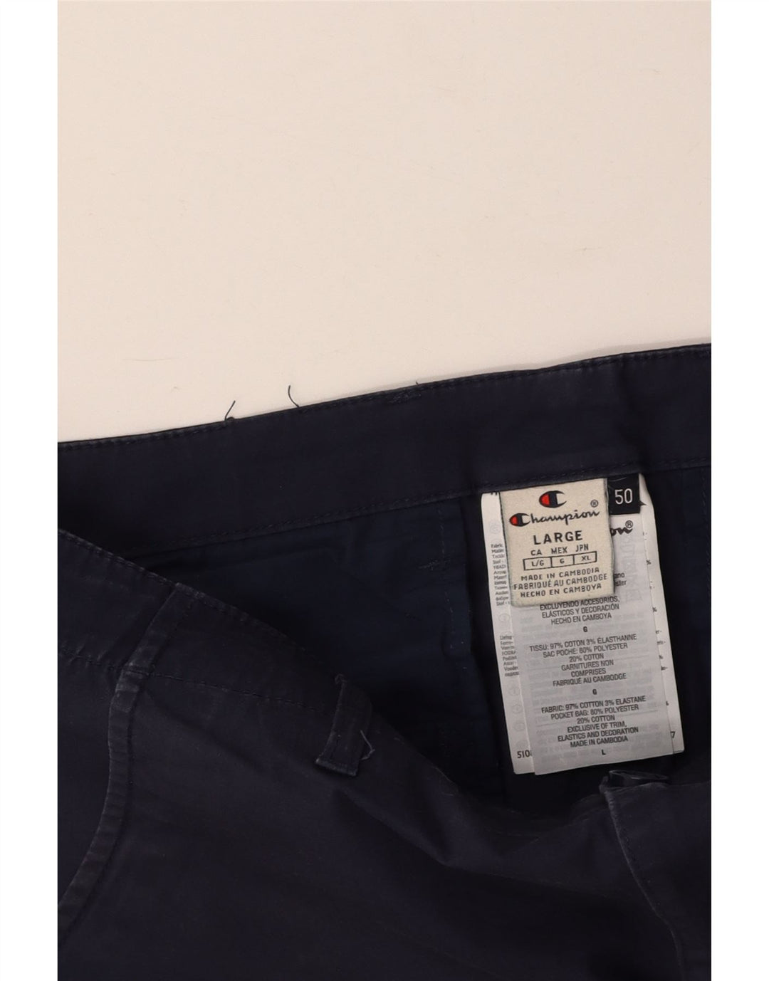 Pantaloncini chino da uomo CHAMPION IT 50 Large W36 Blu Navy Cotone