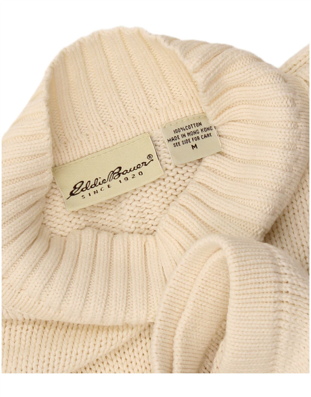 Maglione da uomo a collo alto Eddie Bauer in cotone bianco sporco medio