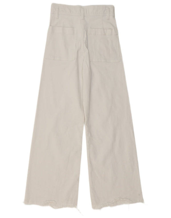 Jeans Zara da donna a vita alta a gamba larga EU 36 XS W26 L29 Bianco