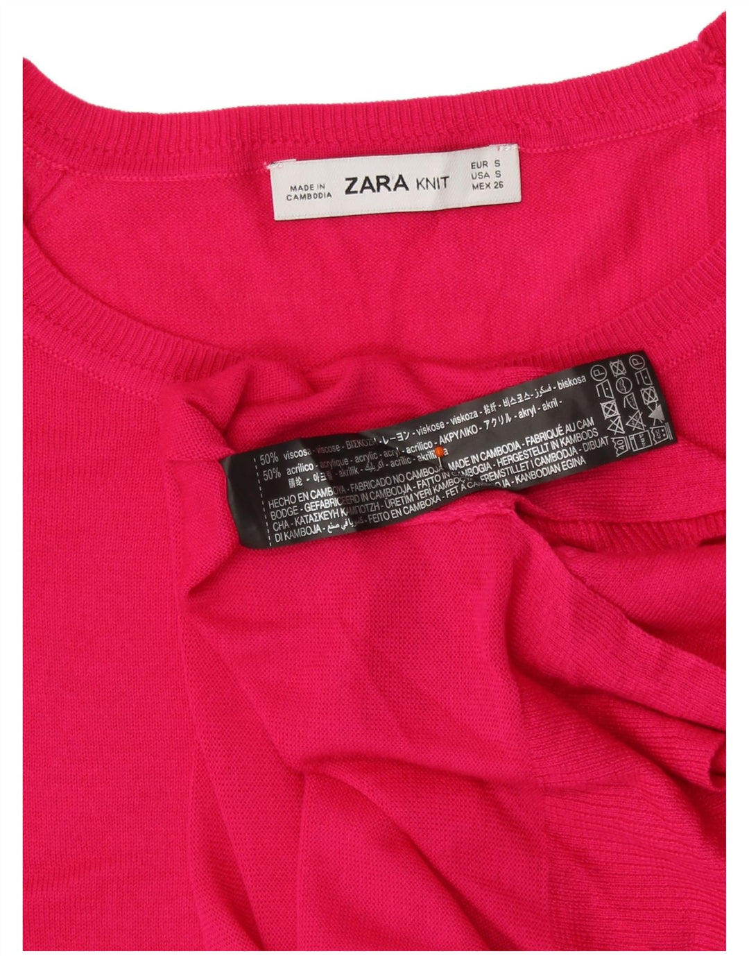 Maglione girocollo oversize da donna Zara UK 10 piccolo in viscosa rosa