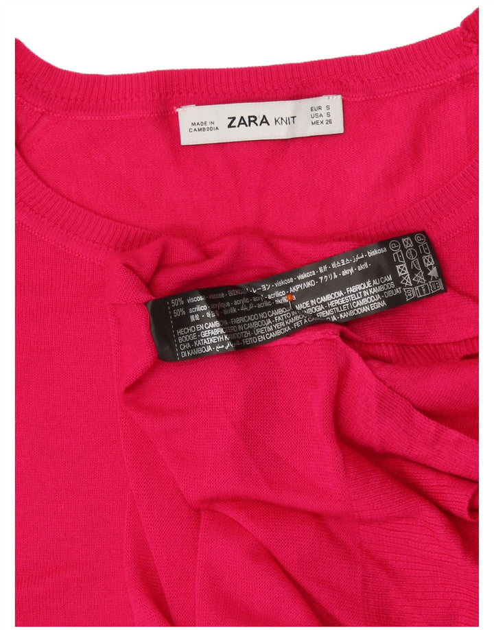 Maglione girocollo oversize da donna Zara UK 10 piccolo in viscosa rosa