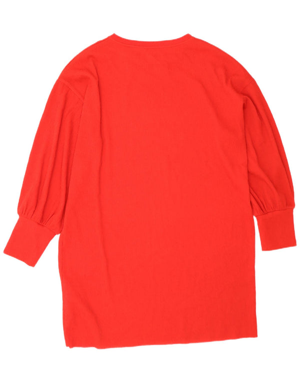Zara Abito da tenda oversize a maniche lunghe da donna UK 16 Large Rosso Poliestere