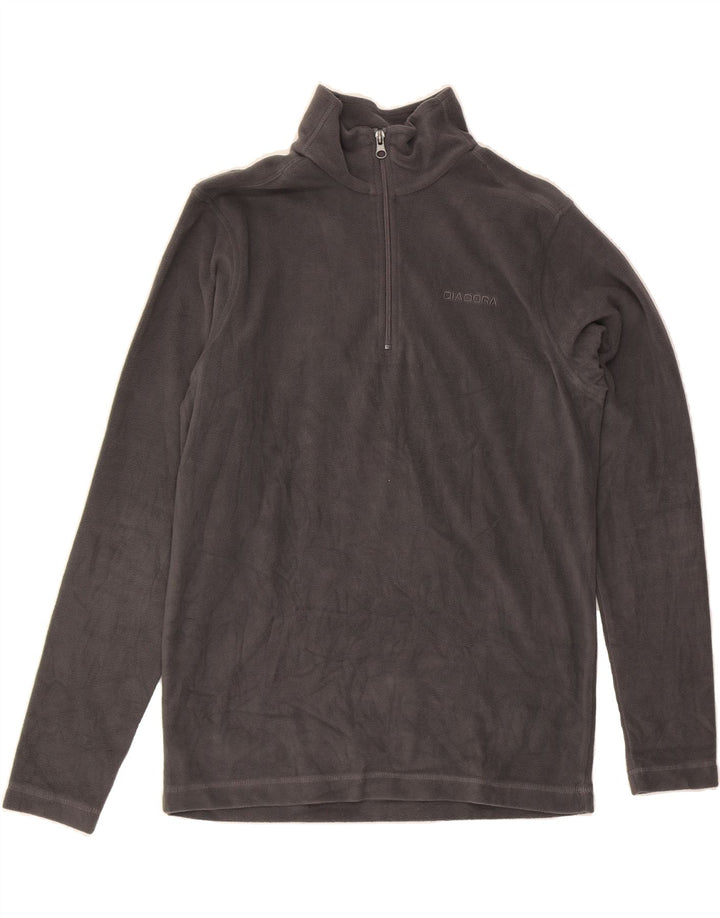 DIADORA Mens Zip Neck Fleece Jumper Medium Grey Vintage Diadora and Second-Hand Diadora from Messina Hembry 