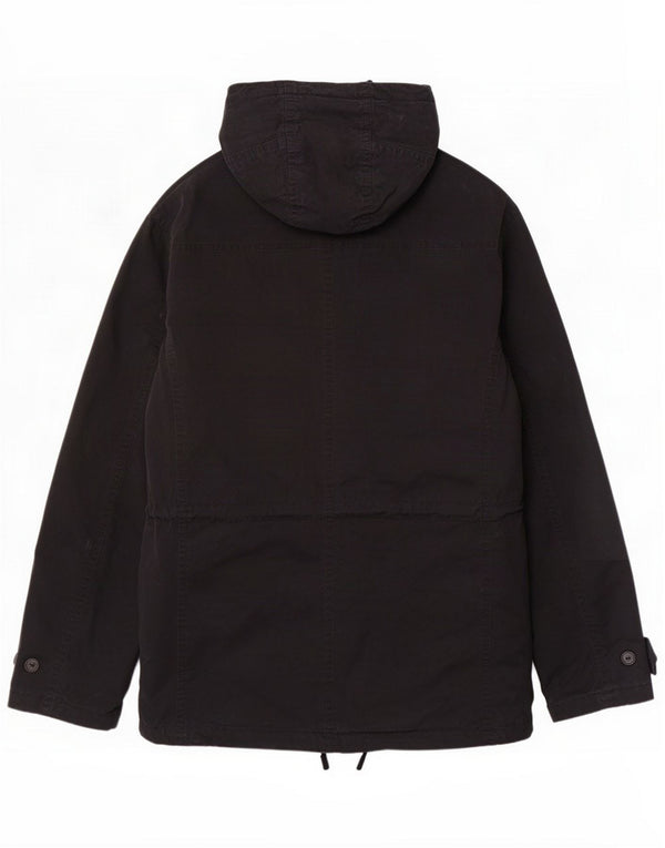 Tommy Hilfiger Cappotto da uomo in sherpa con cappuccio UK 40 Large Nero Modern