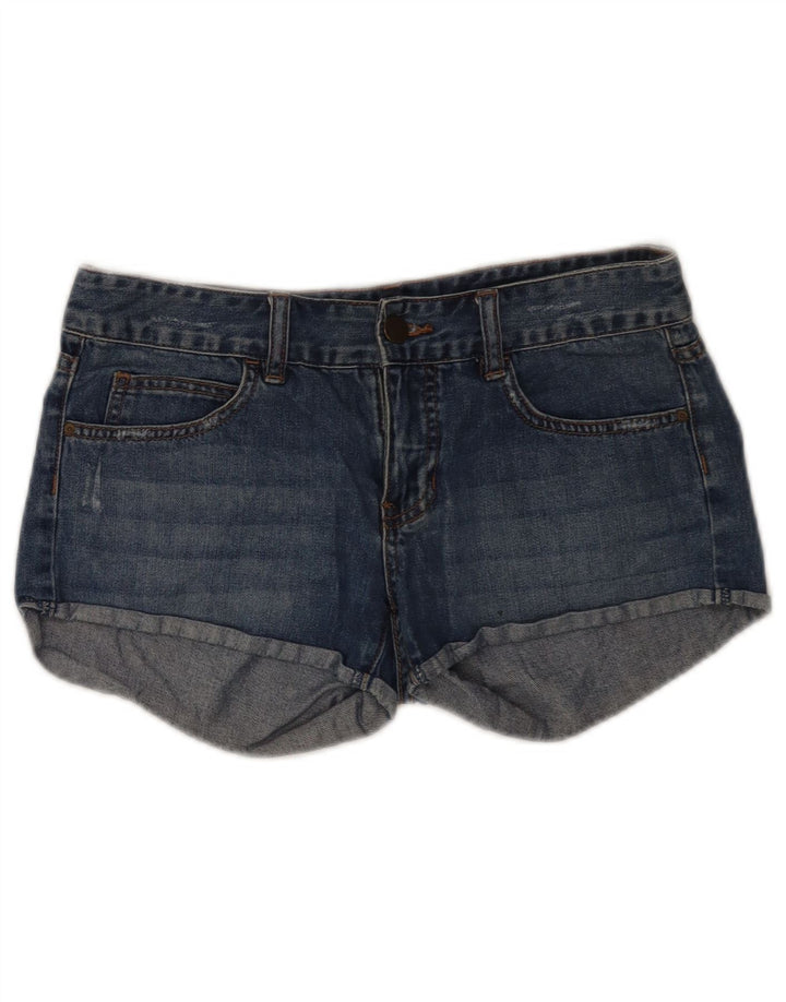 Pantaloncini di jeans invecchiati Billabong da donna W28 cotone blu medio