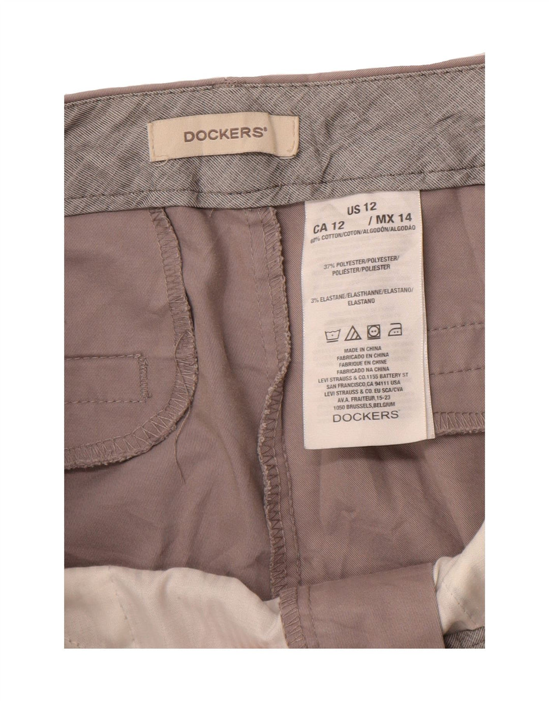 DOCKERS Womens Straight Capri Trousers US 12 Large W36 L22 Grey Polyester Vintage Dockers and Second-Hand Dockers from Messina Hembry 