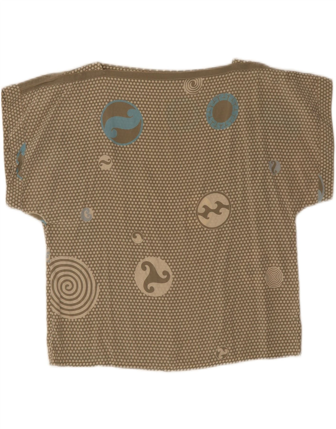 T-shirt vintage da donna Top UK 12 verde medio maculato
