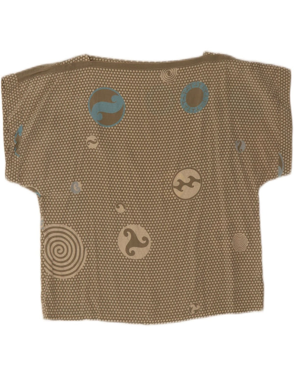 T-shirt vintage da donna Top UK 12 verde medio maculato