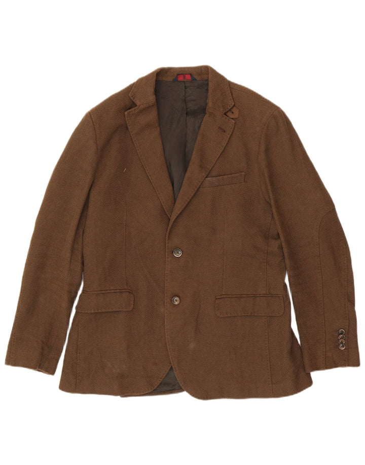 MASSIMO DUTTI Giacca blazer da uomo a 2 bottoni UK 38 Viscosa marrone medio