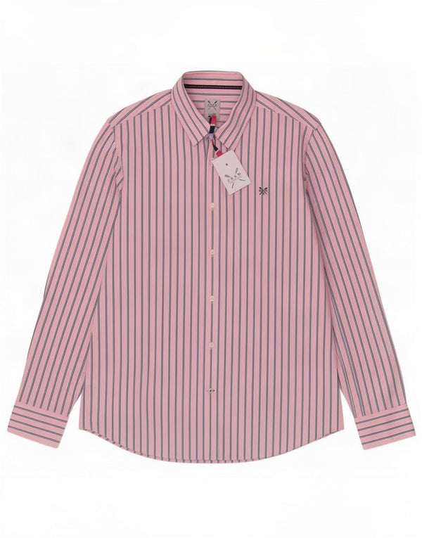 Crew Clothing Camicia da uomo dalla vestibilità classica, in cotone a righe grandi rosa
