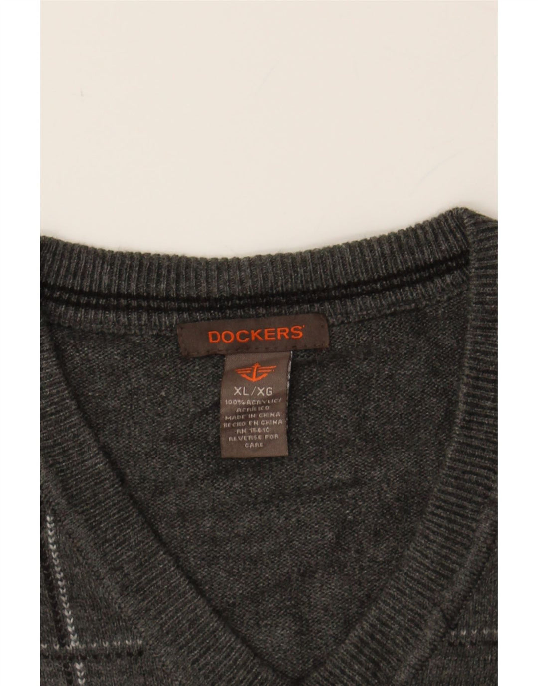 DOCKERS Mens Vest Tank Top XL Grey Check Acrylic Vintage Dockers and Second-Hand Dockers from Messina Hembry 