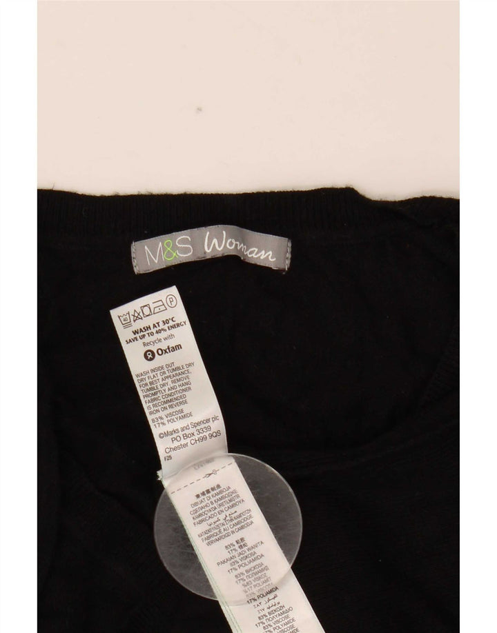 Maglione corto con scollo a V da donna Marks & Spencer UK 12 medio nero