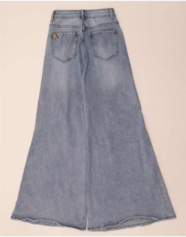 Jeans Donna Elisabetta Franchi a Gamba Larga a Vita Alta XS W24 L31 Cotone Blu