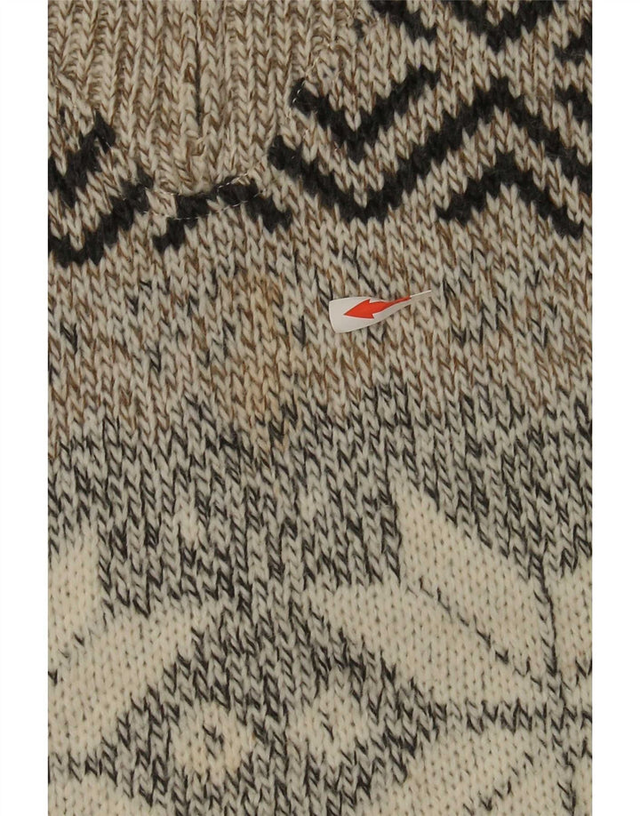 Maglione da uomo C&A Canda con zip e collo in acrilico Fair Isle beige medio