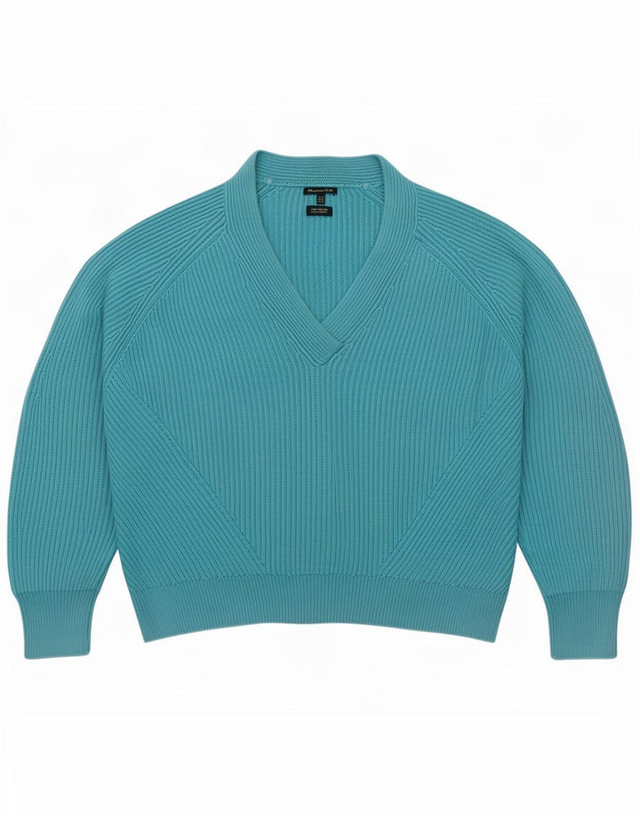 Massimo Dutti Maglione da donna oversize con scollo a V UK 14 Blu medio