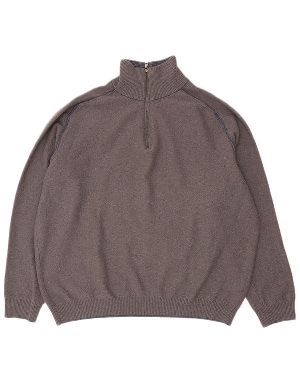 Maglione Hugo Boss da uomo slim fit con zip e collo 2XL in lana vergine grigia