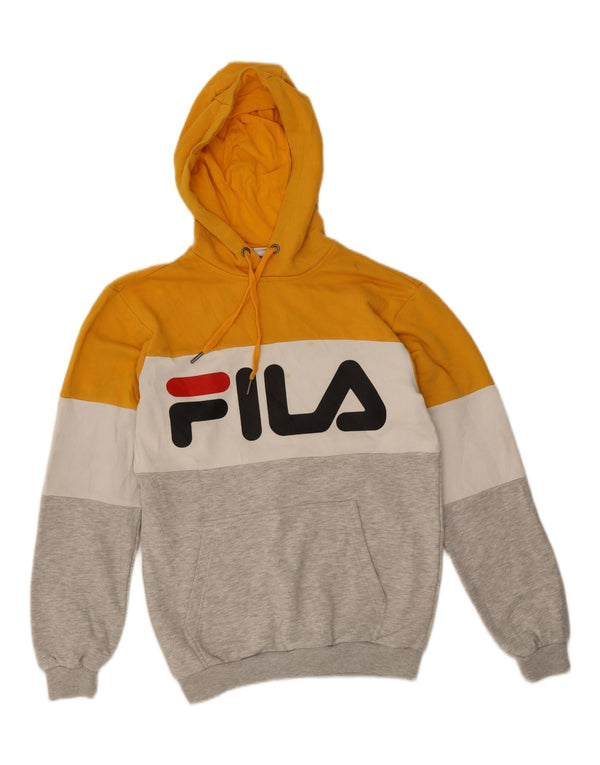 Felpa con cappuccio grafica da uomo Fila XS in cotone color block multicolore