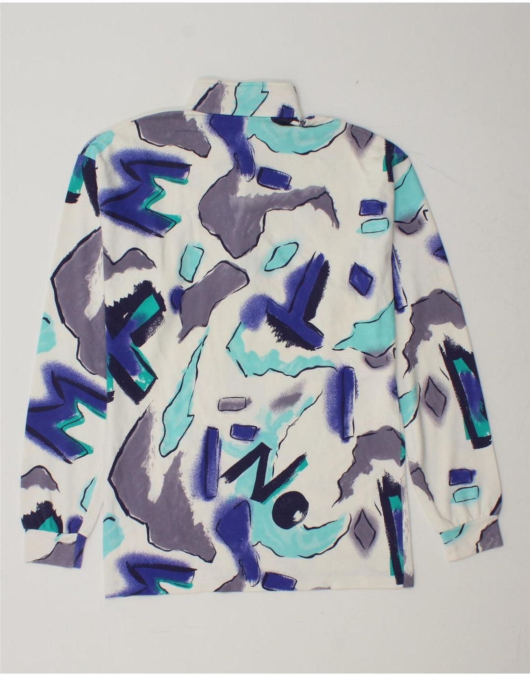 BENGER Top da uomo con motivo astratto, collo con zip, manica lunga, piccolo, multicolore