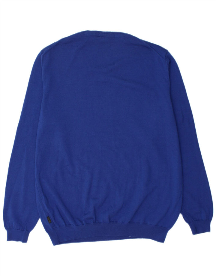 Hugo Boss Maglione da uomo con scollo a V XL Lana vergine blu