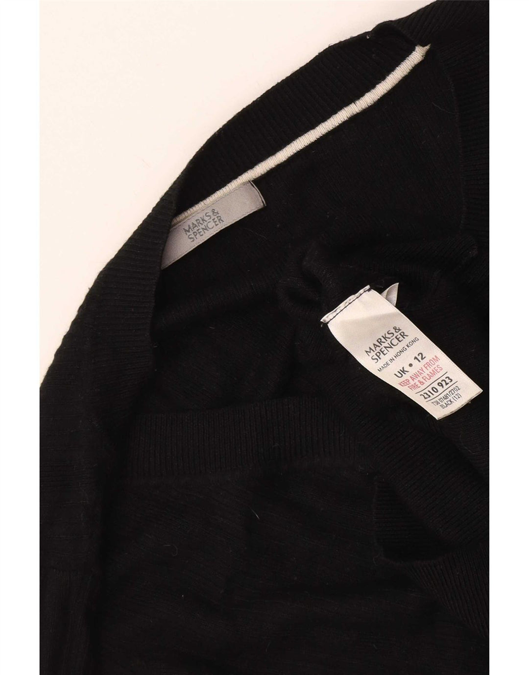 Maglione corto con scollo a V da donna Marks & Spencer UK 12 medio nero