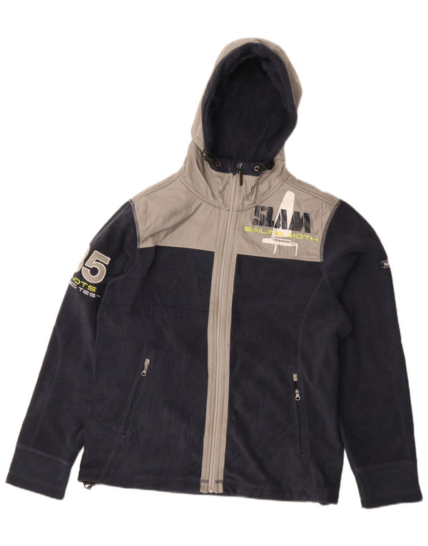 Giacca in pile grafica con cappuccio da uomo Slam UK 38 Medium Navy Blue Colourblock