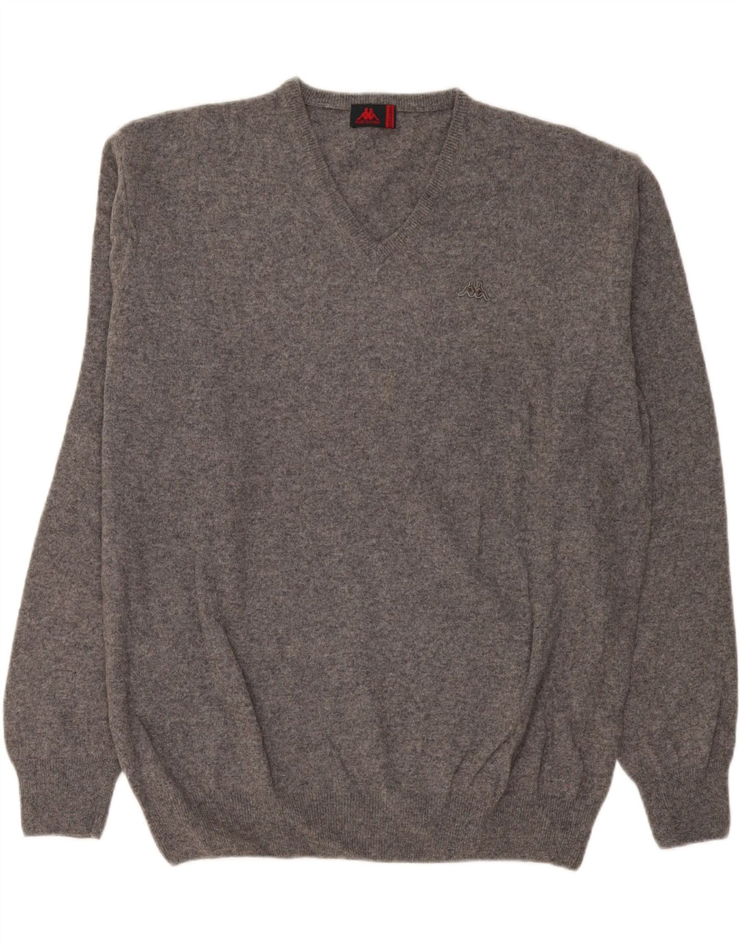 Maglione Kappa da uomo con scollo a V 3XL in lana d'agnello grigia