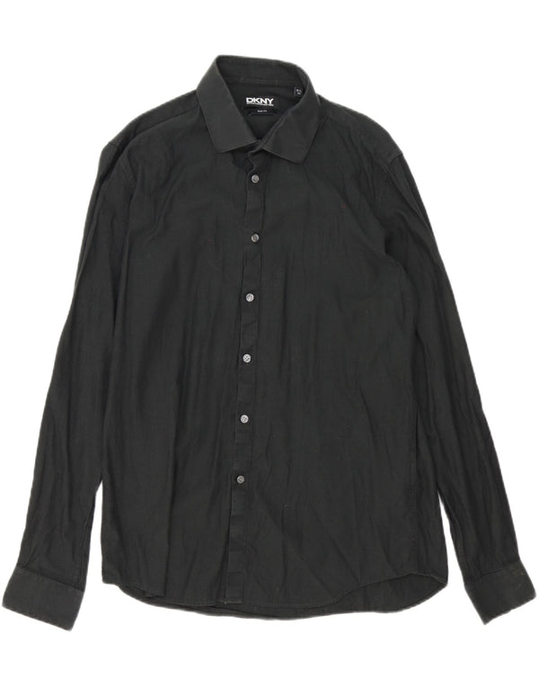 Camicia Dkny da uomo slim fit taglia 42 16 1/2 grande cotone nero
