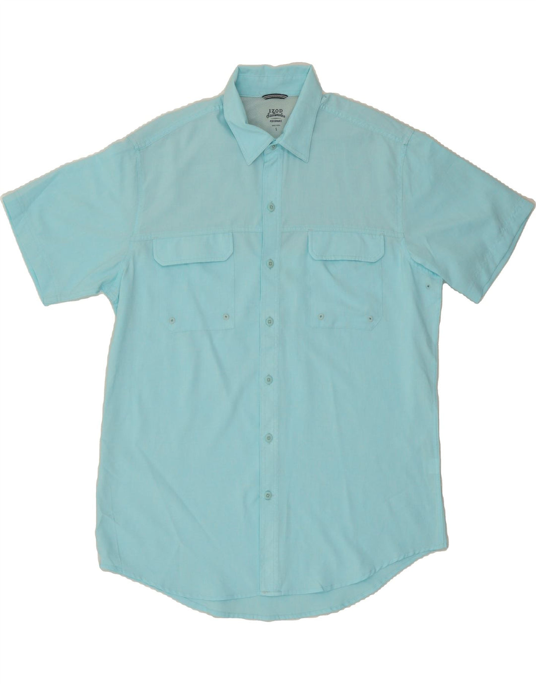 IZOD Mens Short Sleeve Shirt Large Turquoise Polyester Vintage Izod and Second-Hand Izod from Messina Hembry 