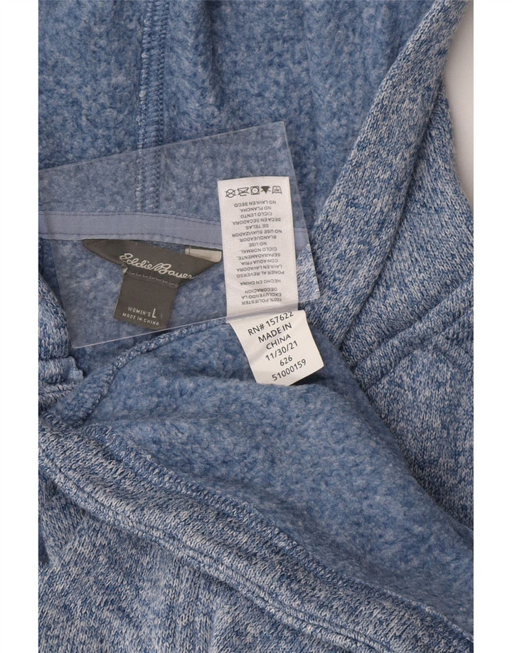 EDDIE BAUER Maglione con cappuccio e zip da donna UK 16 Grande poliestere blu