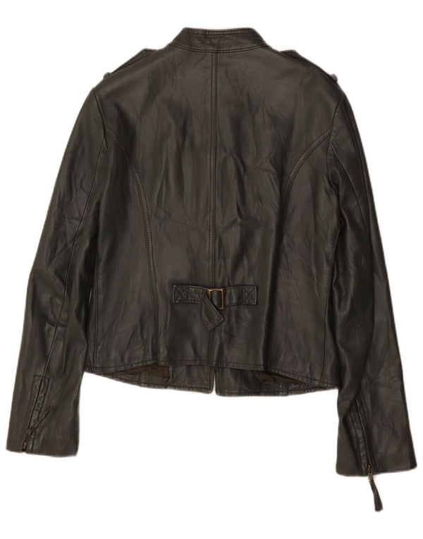 Giacca in pelle corta militare da donna Sasch UK 14 grande verde
