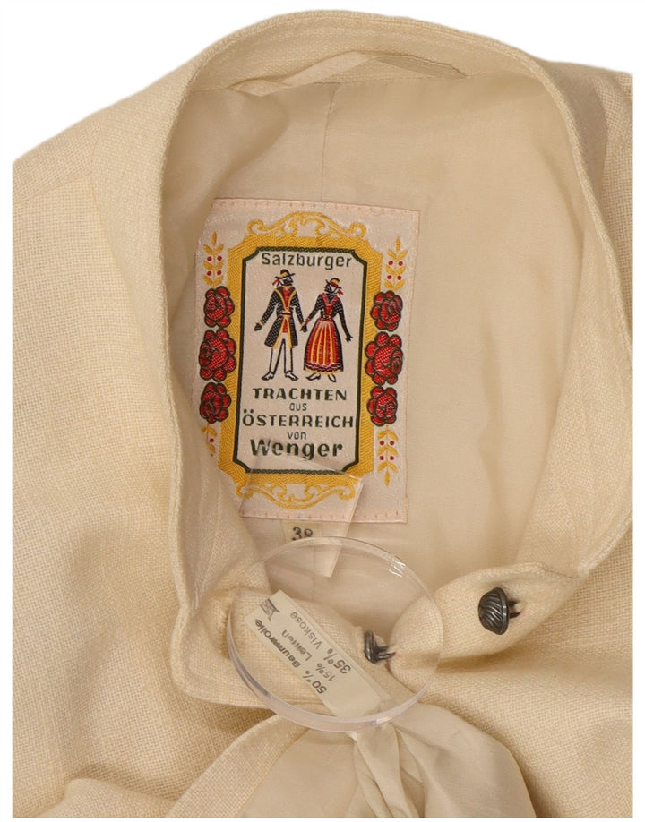 Giacca blazer a 9 bottoni corta da donna di Salisburgo EU 38 cotone bianco sporco medio