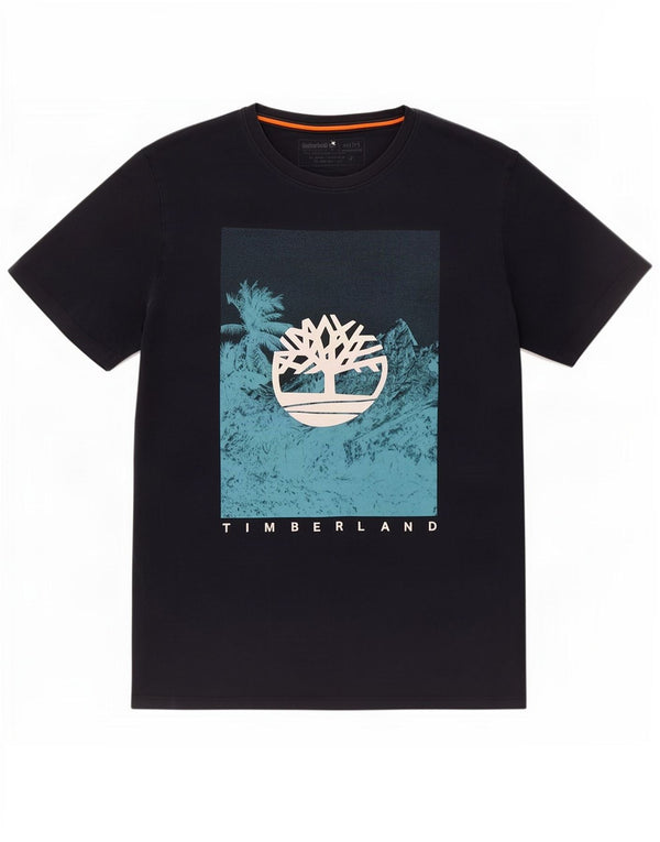 Timberland Mens Regular Fit Graphic T-Shirt Top Medium Navy Blue Cotton