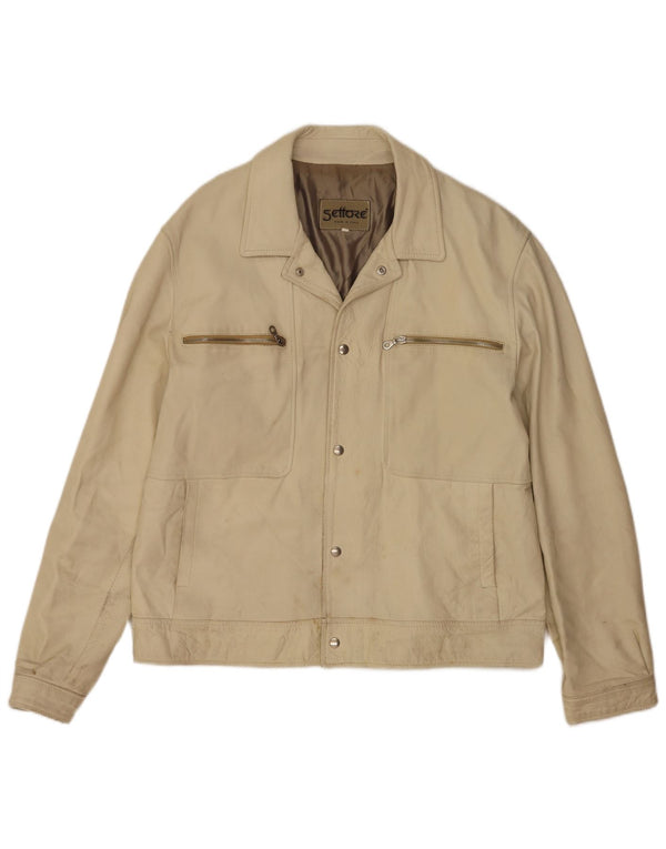 Giacca in pelle da uomo Settore UK 42 XL Beige