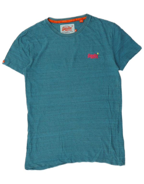 T-shirt da uomo Superdry Top piccolo blu gessato in cotone
