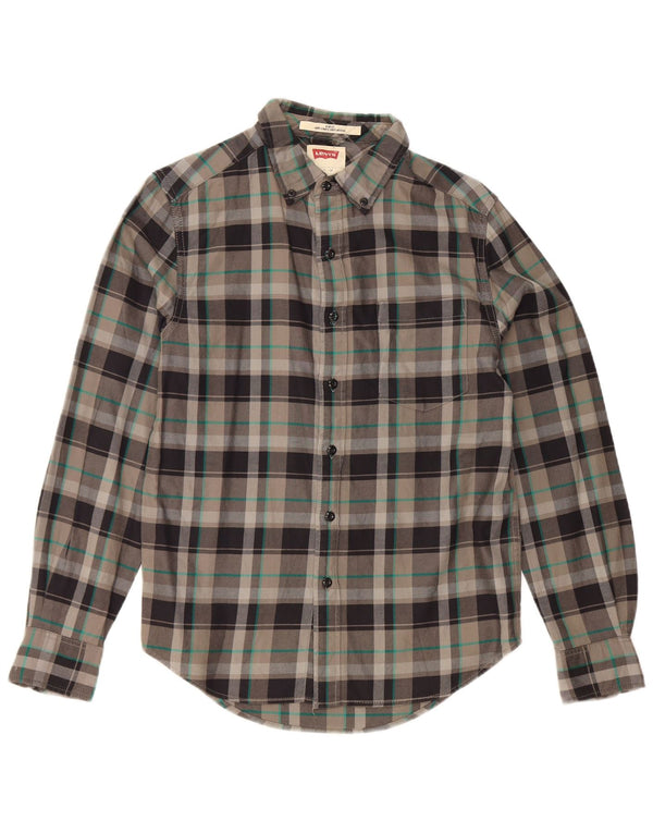 Camicia Levi's da uomo slim fit in flanella di cotone a quadri grigi piccoli