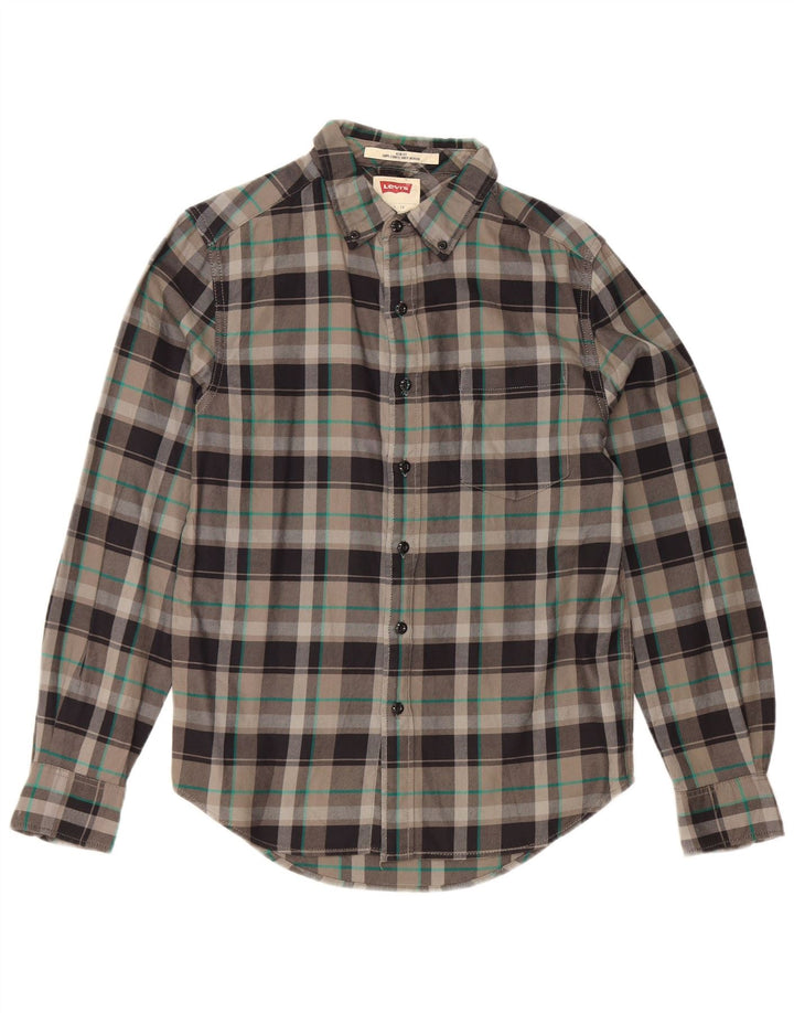 Camicia Levi's da uomo slim fit in flanella di cotone a quadri grigi piccoli
