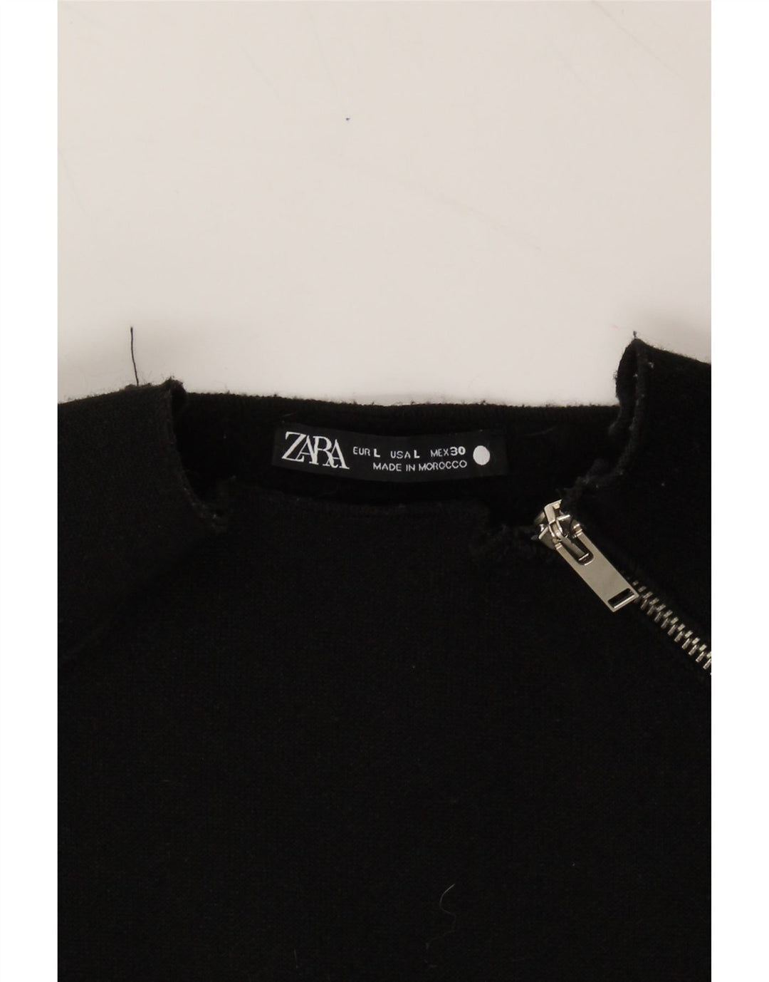 ZARA Womens Zip Neck Jumper Sweater UK 16 Large Black Polyester Vintage Zara and Second-Hand Zara from Messina Hembry 