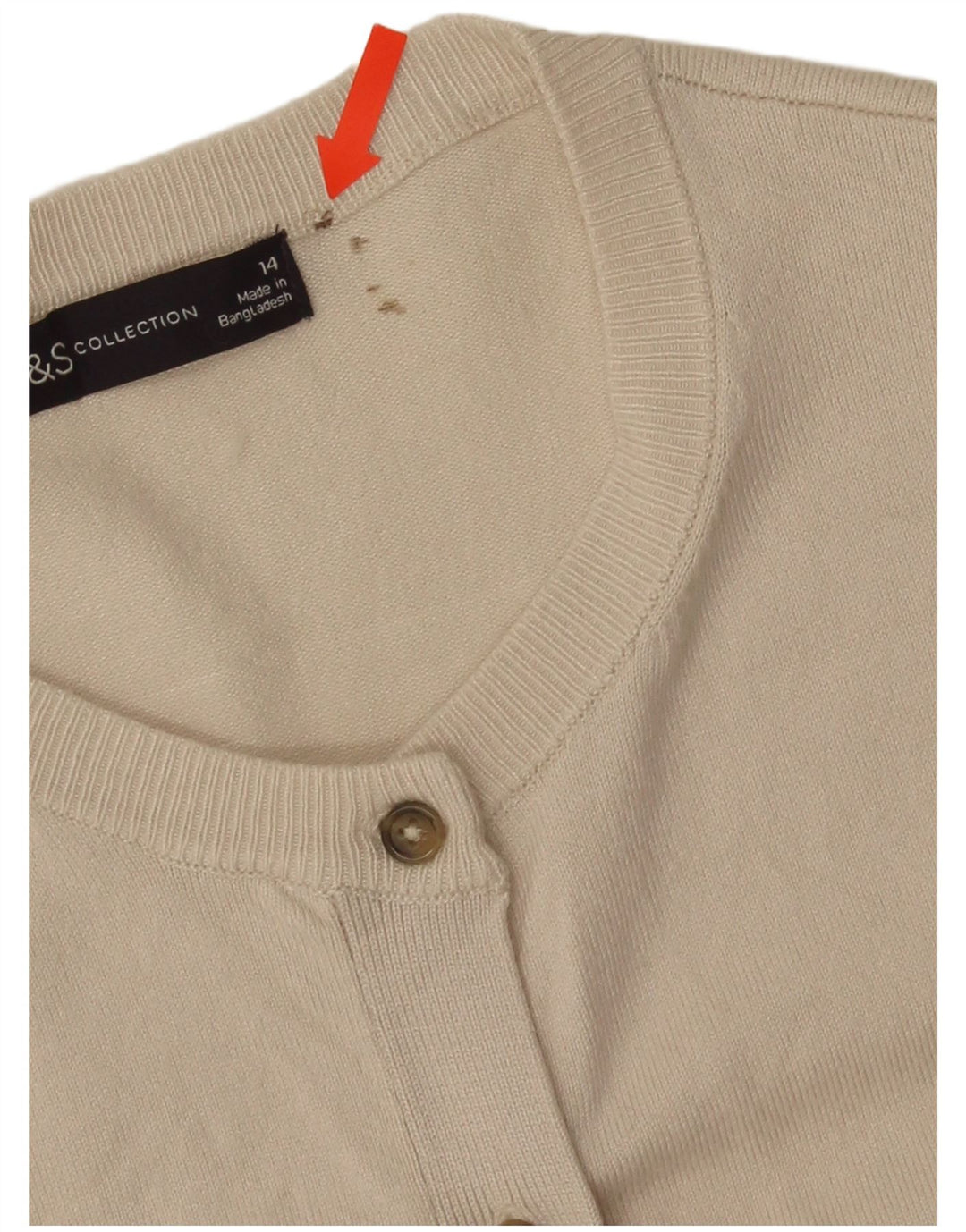 Maglione cardigan da donna Marks & Spencer UK 14 Viscosa bianco sporco medio