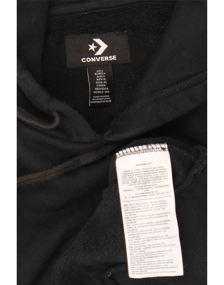 Felpa con cappuccio da uomo Converse grande in cotone nero
