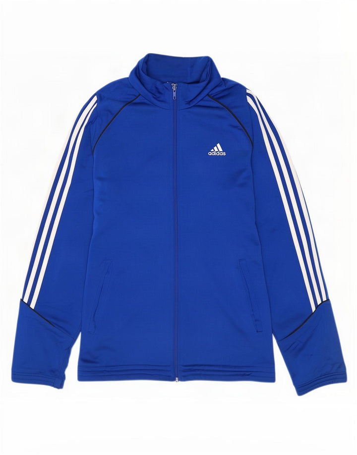 Giacca superiore della tuta da uomo Adidas in poliestere blu medio