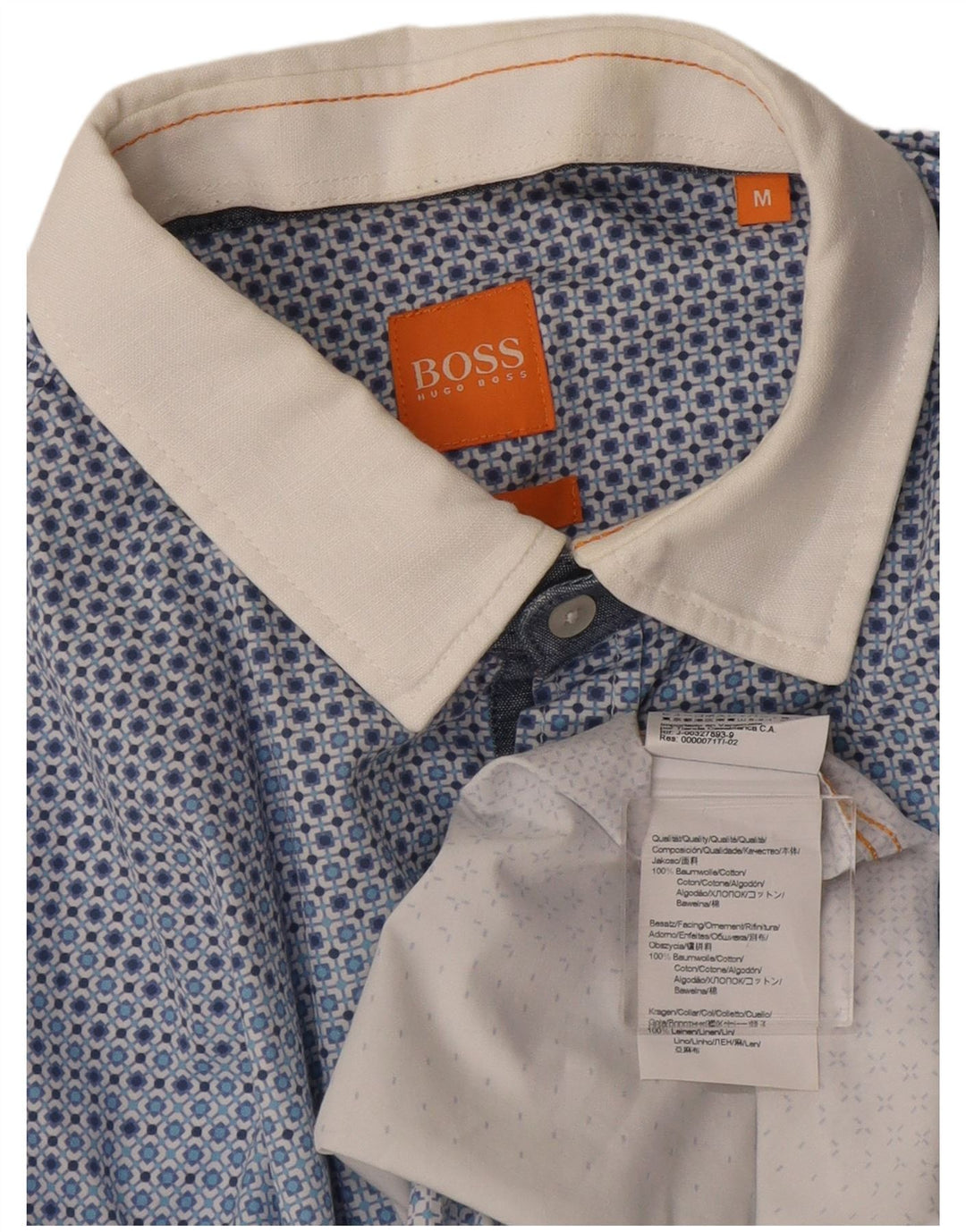 Camicia da uomo Hugo Boss in cotone geometrico blu medio