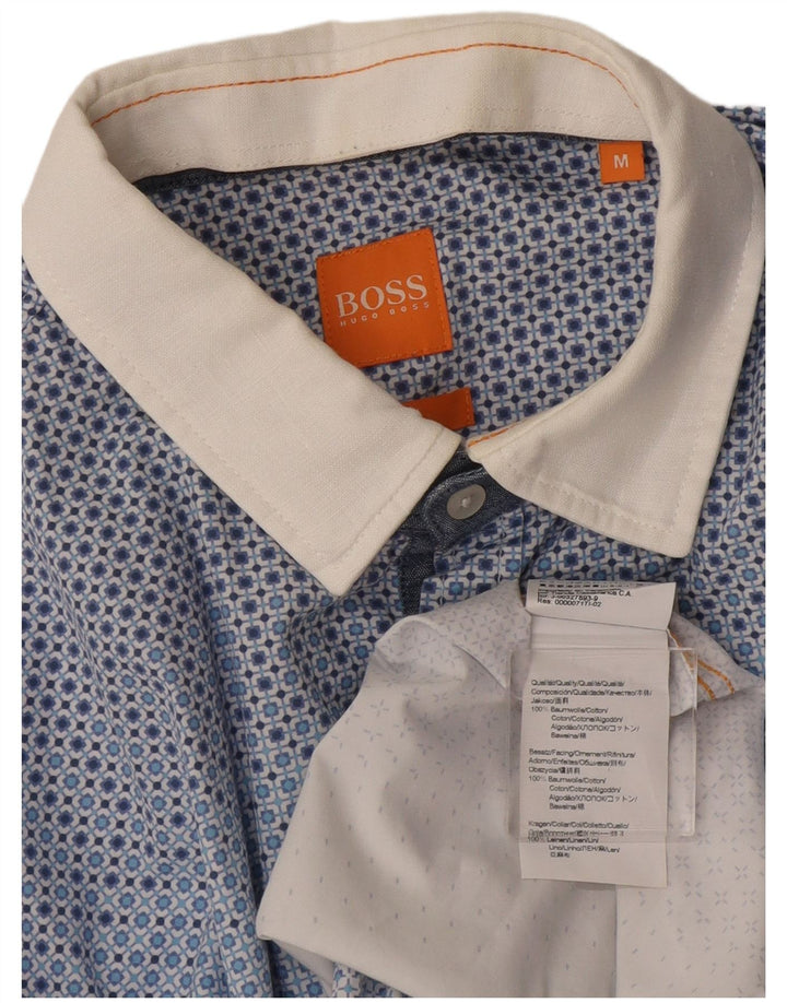 Camicia da uomo Hugo Boss in cotone geometrico blu medio
