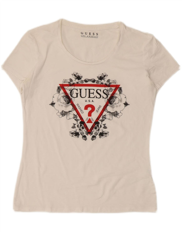 T-shirt grafica da donna Guess Top UK 12 Medium White