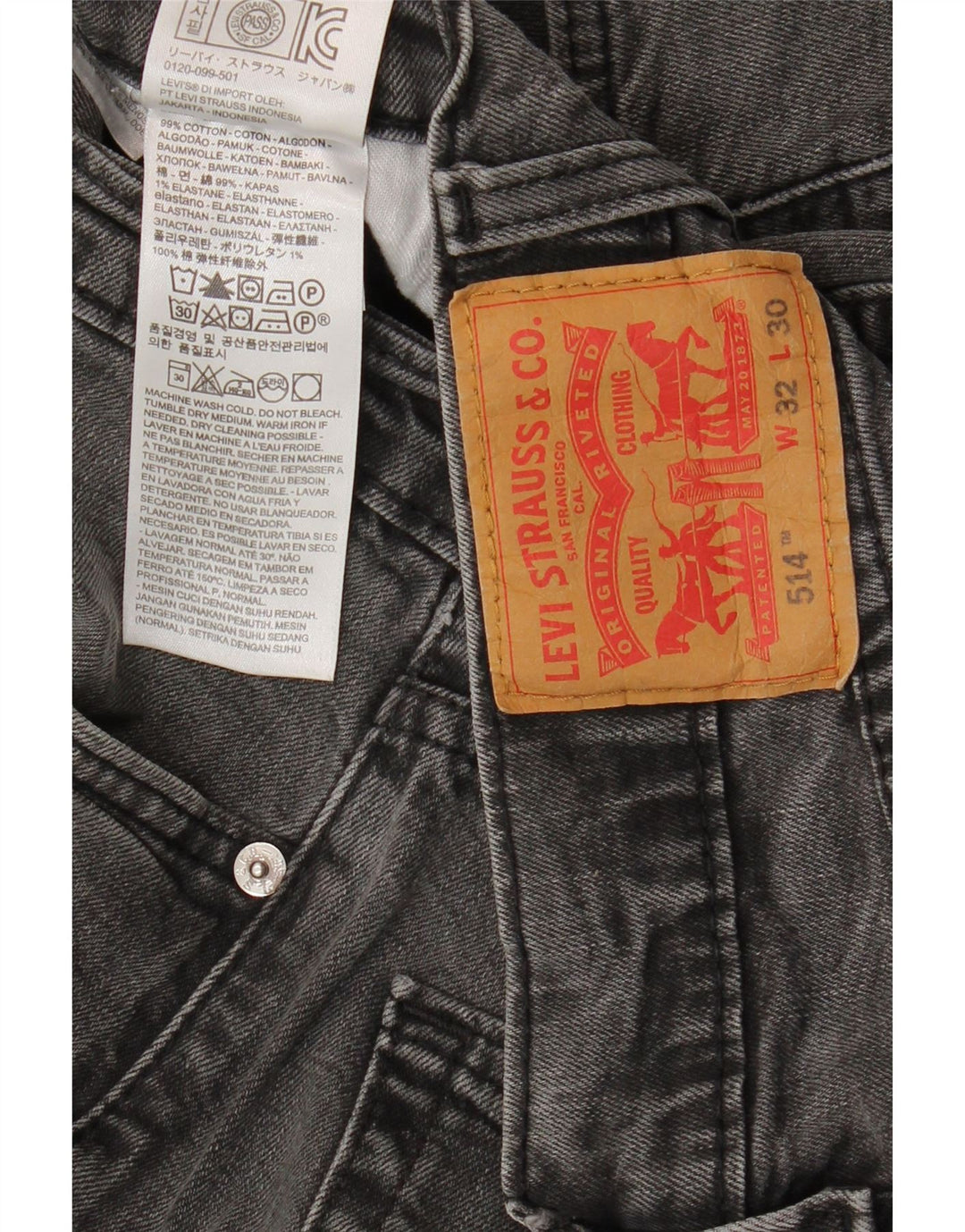 Levi's Uomo 514 Jeans dritti W32 L30 Cotone grigio