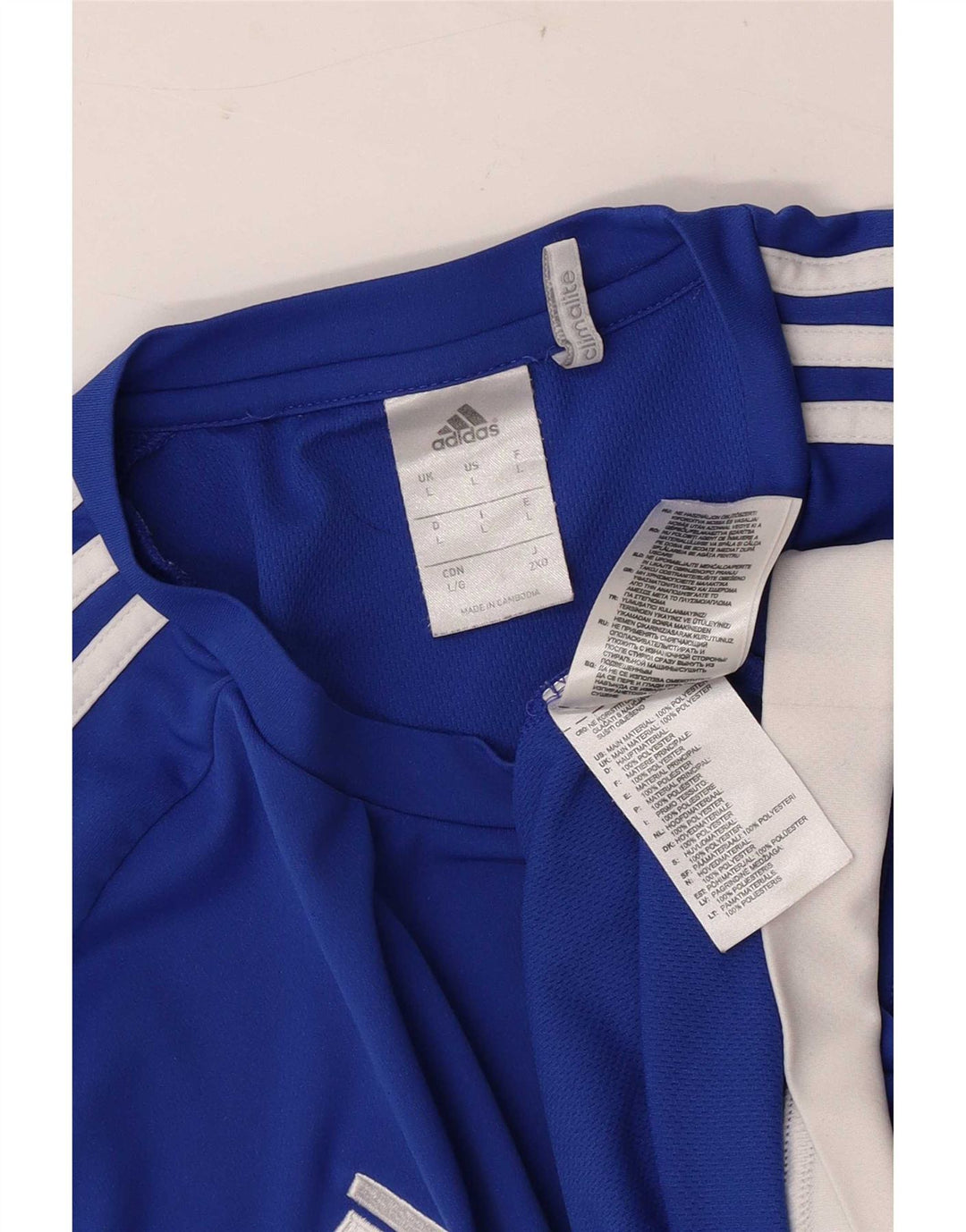 T-shirt Adidas Climalite da uomo, grande, in poliestere color block blu