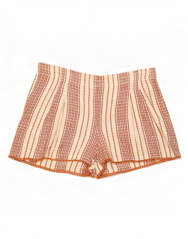Marks & Spencer Womens Casual Shorts UK 14 Medium W32 White Striped Viscose
